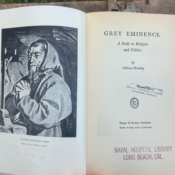 Grey Eminence by Aldous Huxley 1941 4th Edition Hardback Naval Hospital Library - Picture 2 of 10